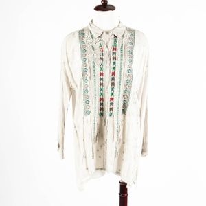 JOHNNY WAS – Gray Embroidered Blouse Top